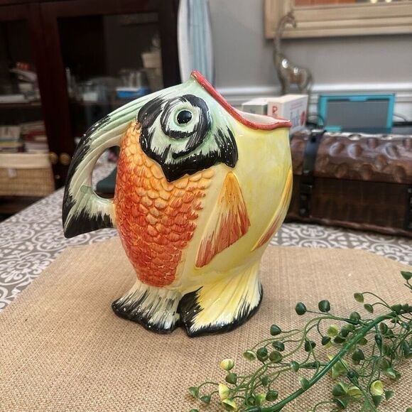 Bassano Made in Italy Ceramic Vintage Tropical Fish Pitcher Pottery Hand Painted - Picture 5 of 11